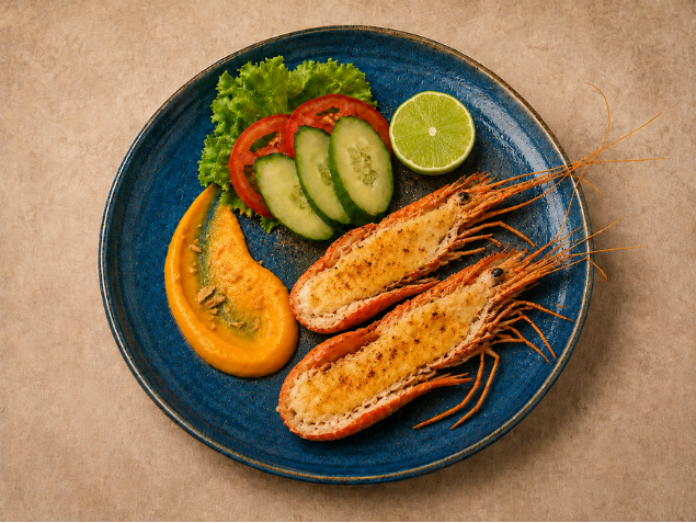 กุ้งมังกรซอสไข่เค็ม